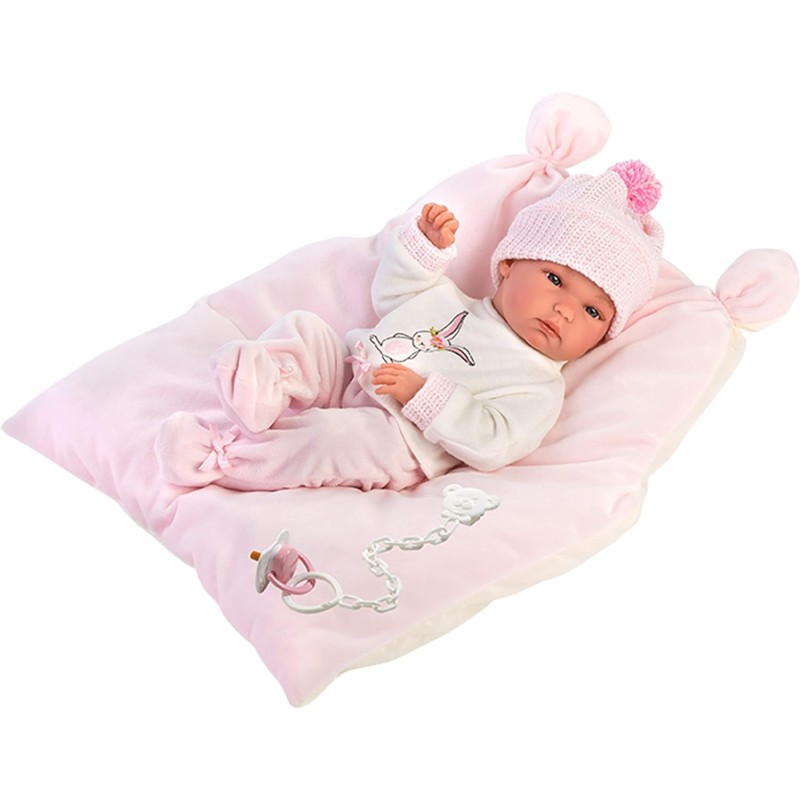 llorens-63556-reborn-bimba-con-occhi-azzurri-da-35cm-con-corpo-in-vinile-pigiama-e-cuscino